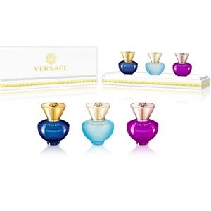 NEW 3pc Versace Pour Femme Dylan Blue, Purple, & Turquoise Mini Collection